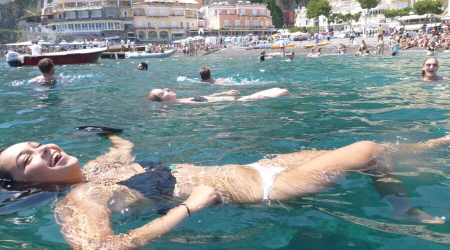 Girl floating on her back in the water