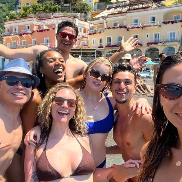 A group selfie on the beach of Positano