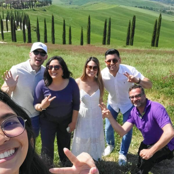 A group selfie in Val D'Orcia