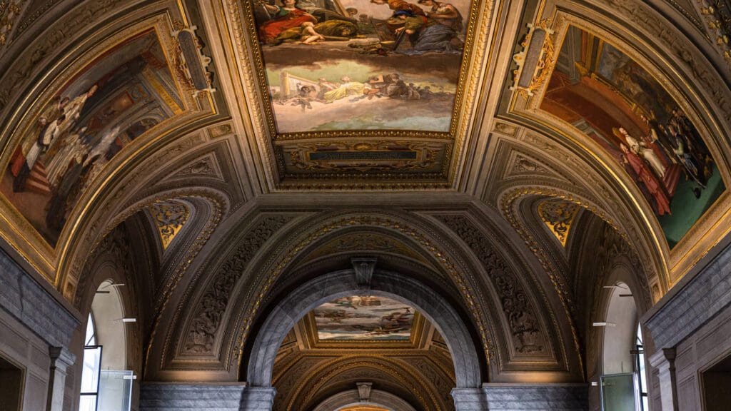 Ceiling with ancient frescoes in Vatican museum